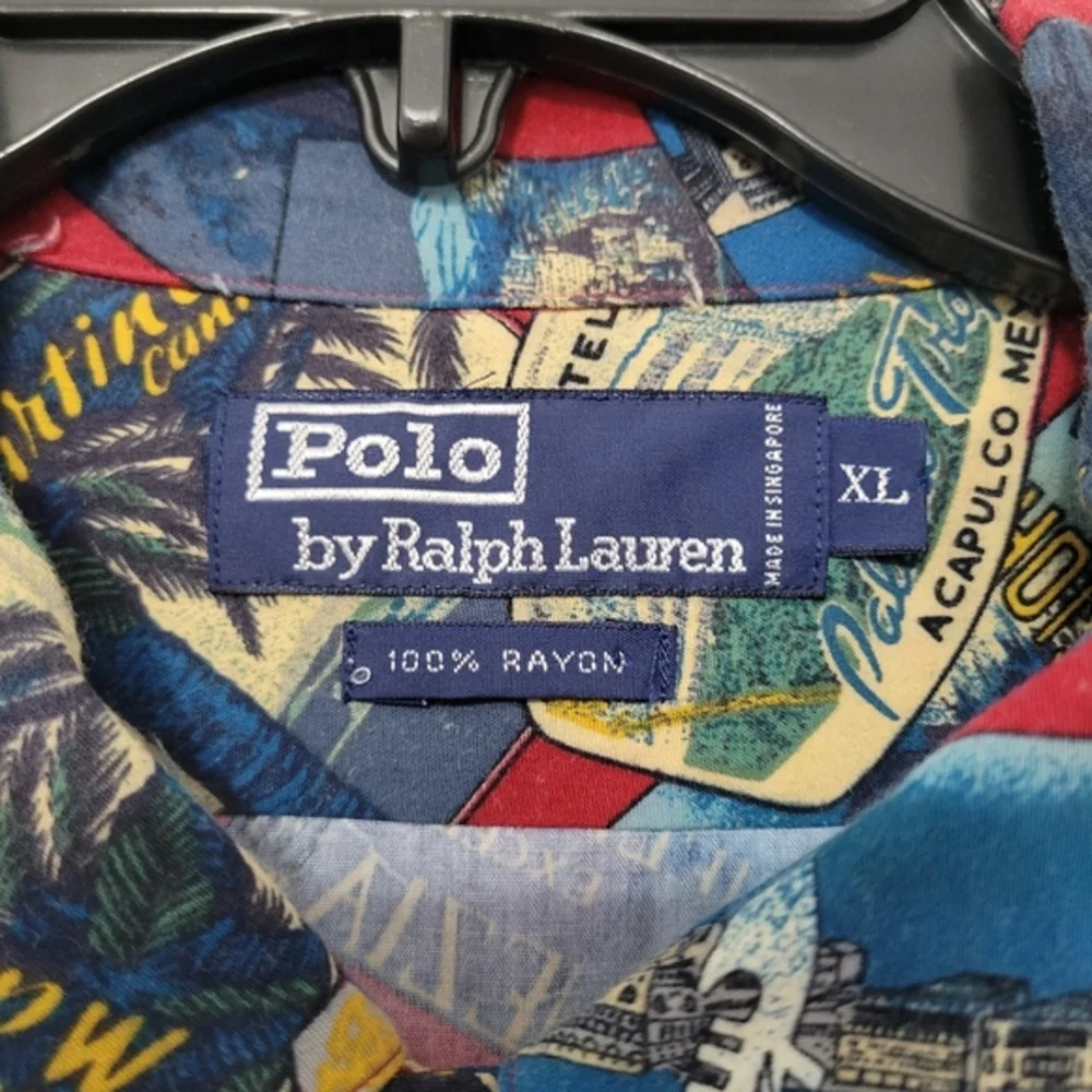 Polo Ralph Lauren Men's Vintage Hawaiian Shirt Size‎ XL Red Blue Vacation Travel